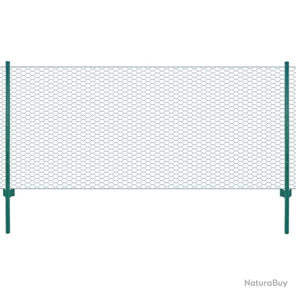 Cl�ture en grillage m�tallique avec poteaux Acier 25x1 m Vert