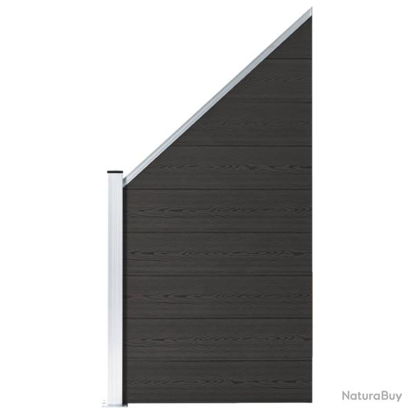 Panneau de clture WPC 95x(105-180) cm Noir alsavelo