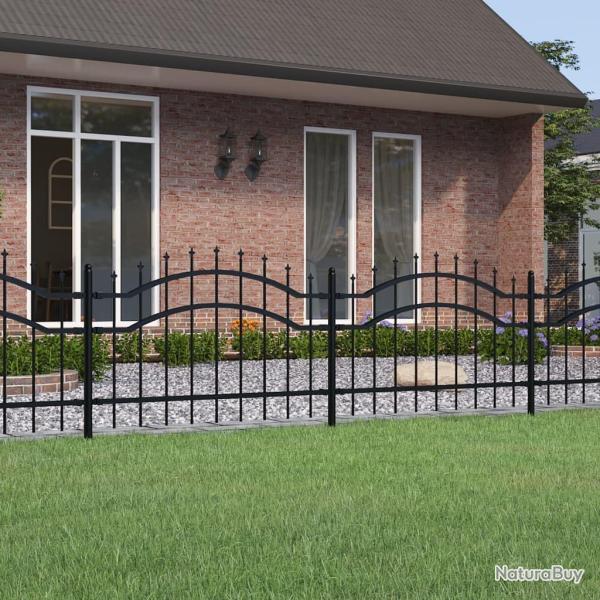 Cl�ture de jardin Woerden avec pointe en forme de lance, noire, 240 x 75 cm, acier