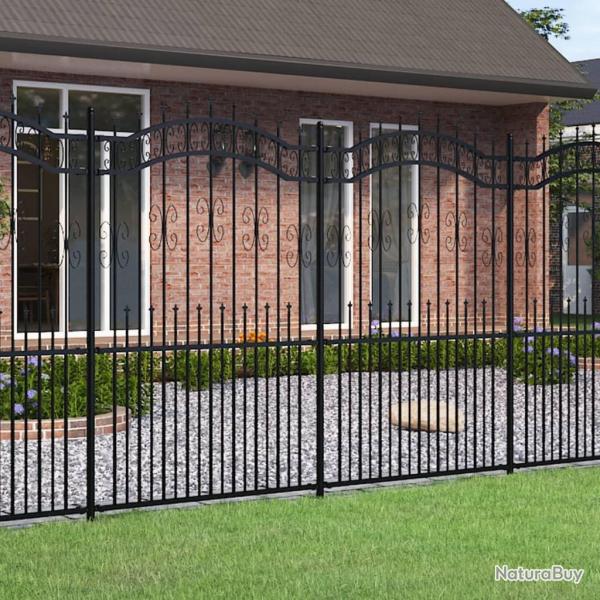 Cl�ture de jardin Kampen avec pointe en forme de lance, acier noir 240�x�175�cm