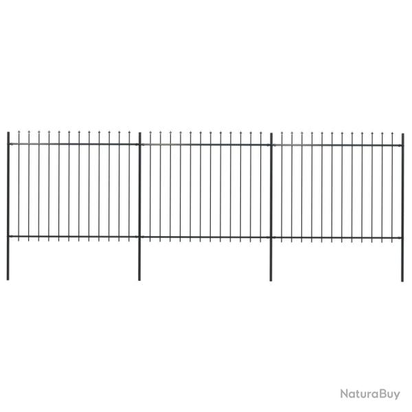 Cl�ture de jardin avec dessus en forme de lance en acier 537 x 150 cm Noir
