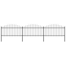 Cl&ocirc;ture de jardin avec dessus en forme de lance en acier 537 x 150 cm Noir