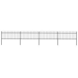 Cl&ocirc;ture de jardin avec dessus en forme de lance en acier 714,5 x 80 cm Noir