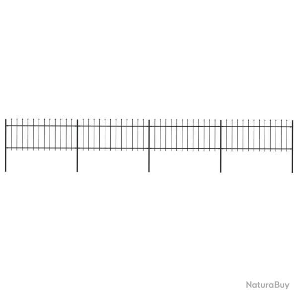 Cl�ture de jardin avec dessus en lance Acier 6,8x0,8 m Noir alsavelo