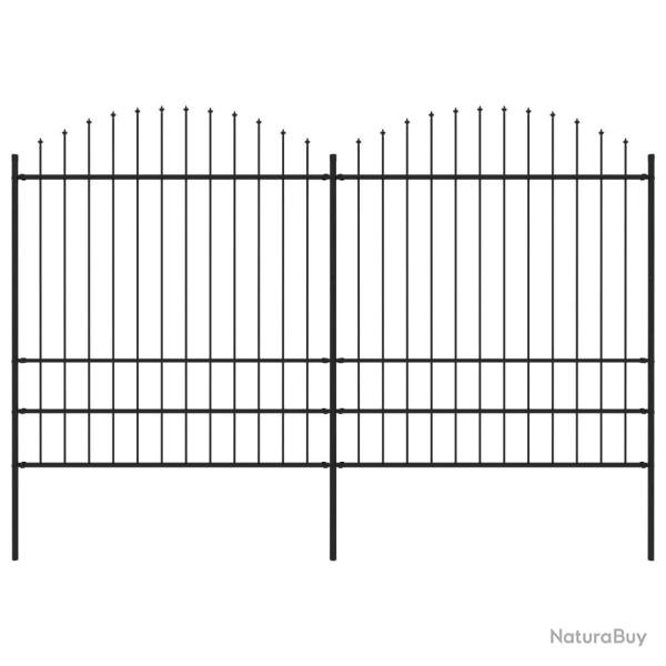 Cl�ture de jardin � dessus en lance Acier (1,75-2)x3,4 m Noir