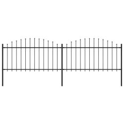 Cl&ocirc;ture de jardin avec dessus en forme de lance en acier 359 x 150 cm Noir
