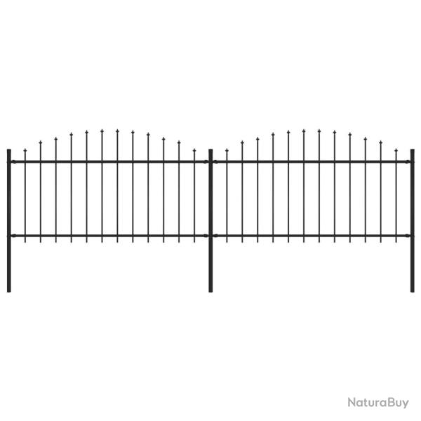 Cl�ture de jardin avec dessus en forme de lance en acier 359 x 150 cm Noir