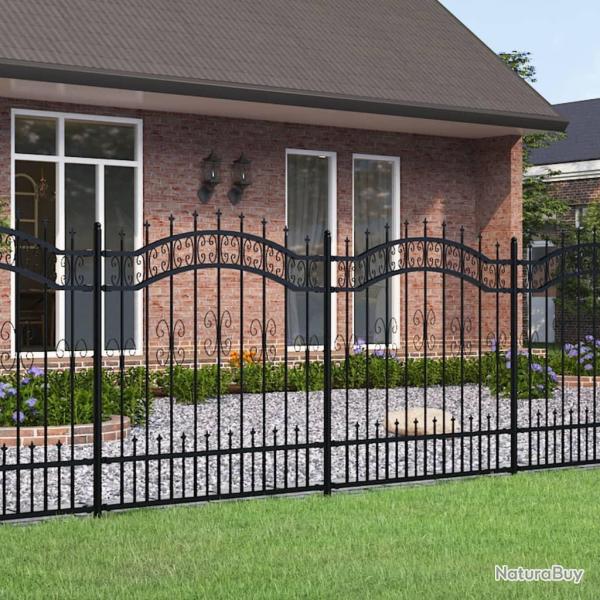 Cl�ture de jardin Kampen avec pointe en forme de lance, acier noir 240�x�125�cm