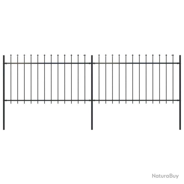 Cl�ture de jardin avec dessus en forme de lance en acier 359 x 100 cm Noir