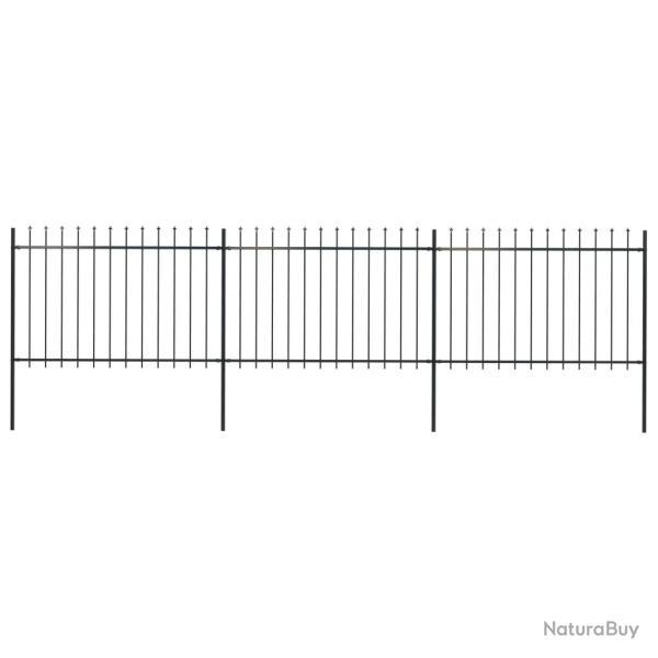 Cl�ture de jardin avec dessus en forme de lance en acier 537 x 120 cm Noir