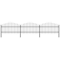 Cl&ocirc;ture de jardin avec dessus en forme de lance en acier 537 x 125 cm Noir