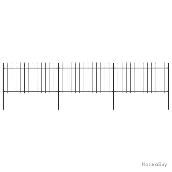 Cl�ture de jardin avec dessus en forme de lance en acier 537 x 100 cm Noir