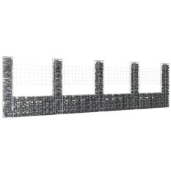 Panier de gabion en forme de U avec 5 poteaux Fer 500x20x150 cm alsavelo