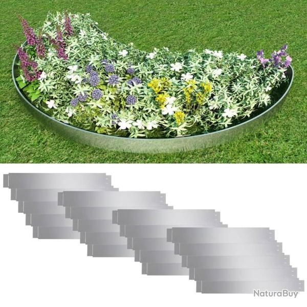 Cl�ture de pelouse flexible 20 pcs Acier galvanis� 100x14 cm
