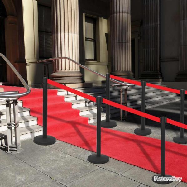 Colonnes avec bandes 4 pcs Barri�re d'a�roport Fer Noir