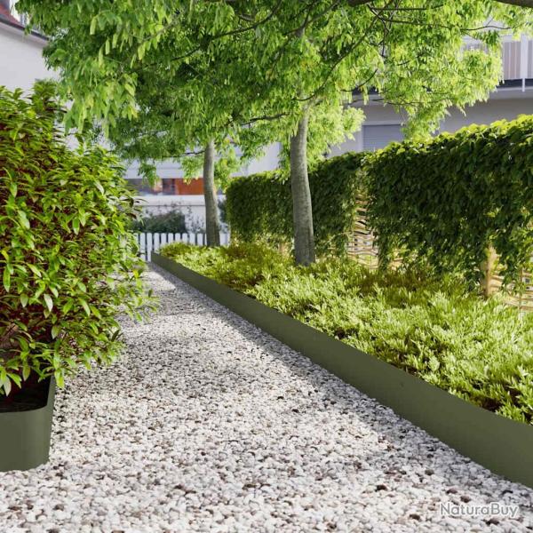 Bordures pelouse 10pcs vert olive 20x103cm acier lamin� � froid alsavelo