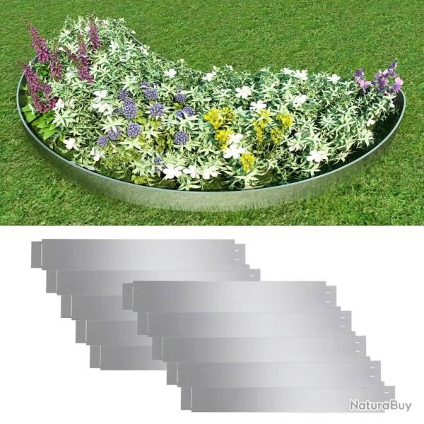 Cl�ture de pelouse flexible 10 pcs Acier galvanis� 100x14 cm