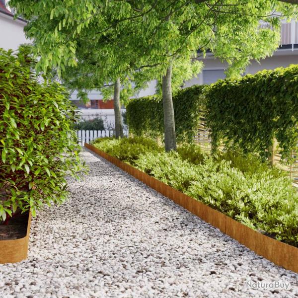 Bordures de pelouse 50 pcs 15x103 cm acier corten flexible