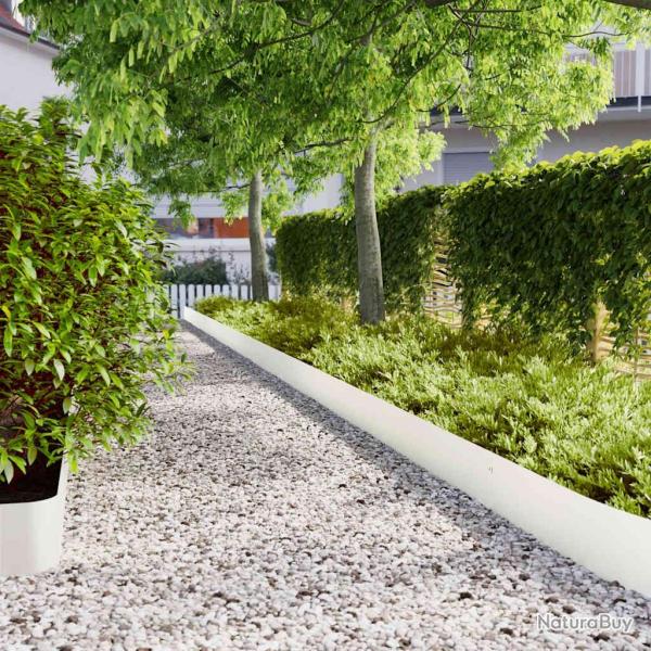 Bordures de pelouse 30 pcs blanc 20x103 cm acier lamin� � froid