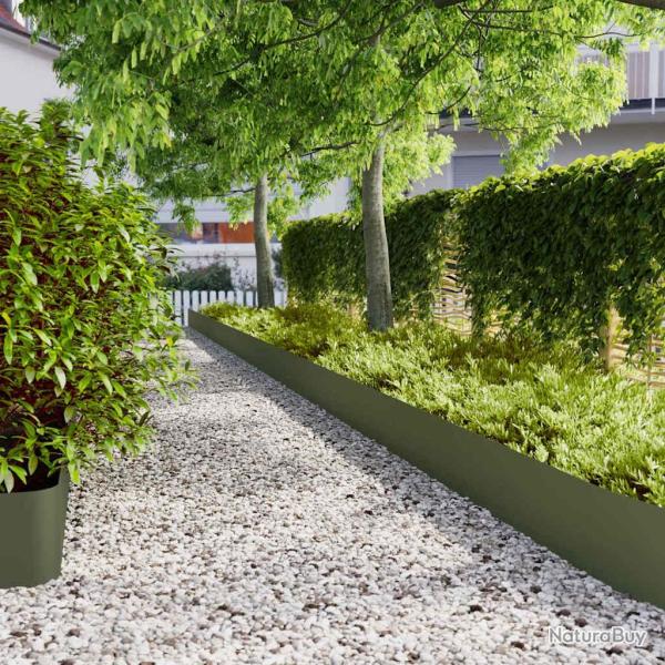Bordures pelouse 20pcs vert olive 25x103cm acier lamin� � froid