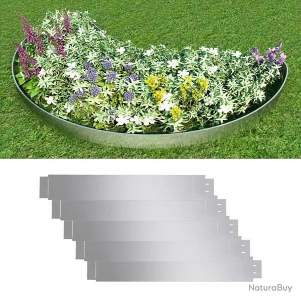 Cl�ture flexible de pelouse 5 pcs Acier galvanis� 100x14 cm