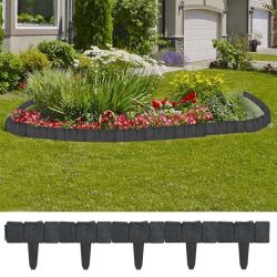 Cl&ocirc;ture de jardin/pelouse plastique aspect de pierre 41 pcs 10m