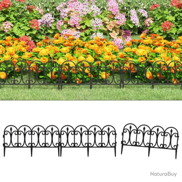 Bordures de pelouse 17 pcs Noir 10 m PP