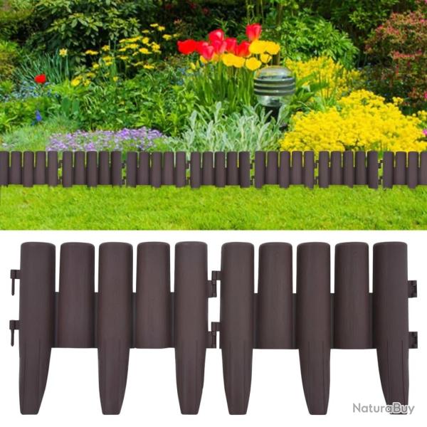 Bordures de pelouse 36 pcs Marron 10 m PP