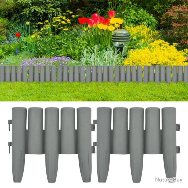 Bordures de pelouse 36 pcs Gris 10 m PP alsavelo