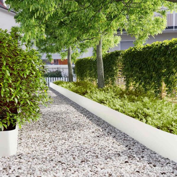 Bordures de pelouse 10 pcs blanc 25x103 cm acier lamin  froid alsavelo