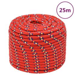 Corde de bateau Rouge 12 mm 25 m Polypropyl&egrave;ne