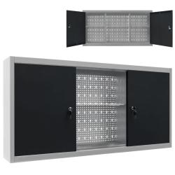 Armoire &agrave; outils murale Style Industriel M&eacute;tal Gris et noir
