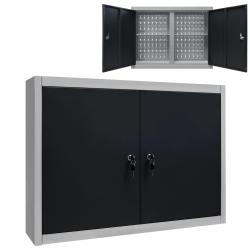 Armoire &agrave; outils murale Style Industriel M&eacute;tal Gris et noir