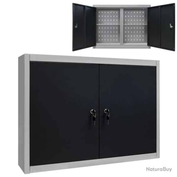 Armoire � outils murale Style Industriel M�tal Gris et noir