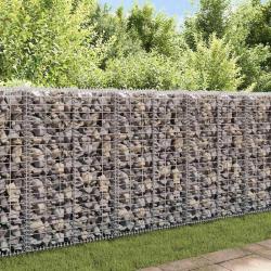 Mur &agrave; gabion avec couvercles Acier galvanis&eacute; 20x20x100 cm