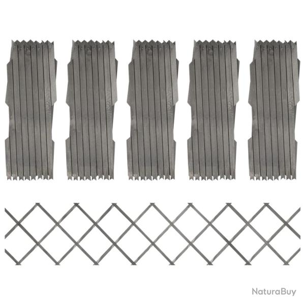 Cl�ture � treillis 5 pcs Gris Bois de sapin massif 180x30 cm