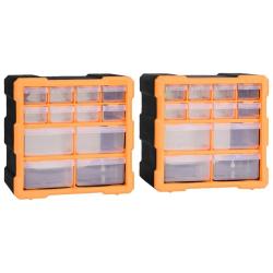 Organisateurs multi-tiroirs avec 12 tiroirs 2 pcs 26,5x16x26 cm