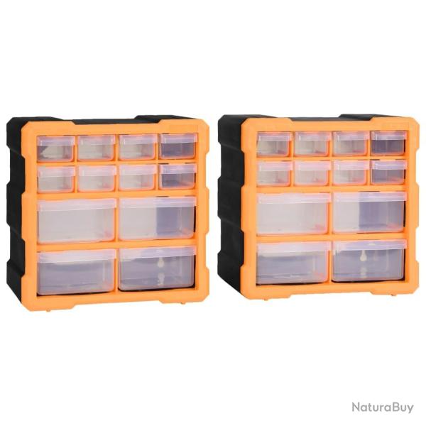 Organisateurs multi-tiroirs avec 12 tiroirs 2 pcs 26,5x16x26 cm alsavelo