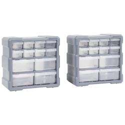 Organisateurs multi-tiroirs avec 12 tiroirs 2 pcs 26,5x16x26 cm