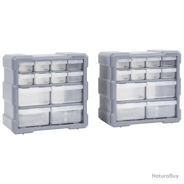 Organisateurs multi-tiroirs avec 12 tiroirs 2 pcs 26,5x16x26 cm
