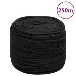 Corde de bateau Noir complet 10 mm 250 m polypropyl&egrave;ne