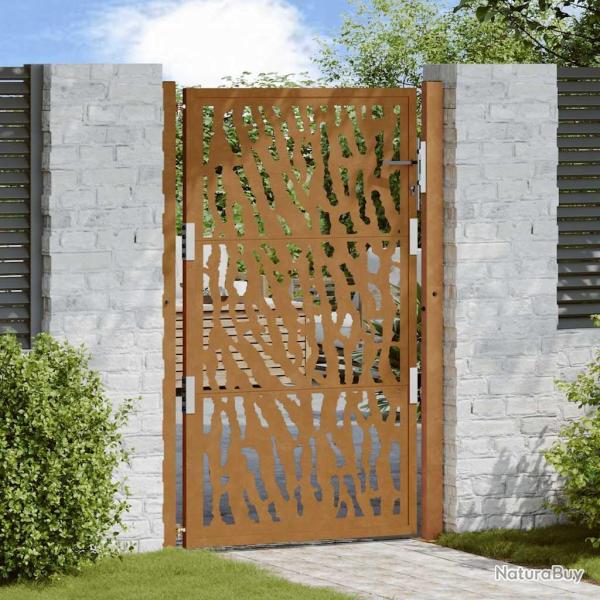 Portail de jardin 100x150 cm en acier patin� avec motif de traces