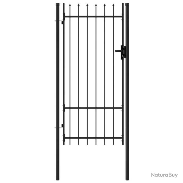 Portillon simple porte avec dessus � pointe Acier 1x2 m Noir alsavelo