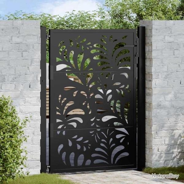 Portail de jardin noir 100x125 cm en acier avec design ondul�