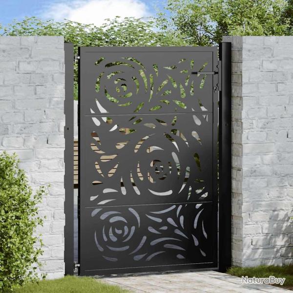 Portail de jardin noir 100x125 cm en acier avec motif flamme