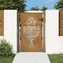 Portail de jardin 100x150 cm en acier Corten avec motif arbre