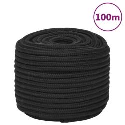 Corde de bateau Noir complet 14 mm 100 m Polypropyl&egrave;ne