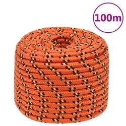 Corde de bateau Orange 14 mm 100 m Polypropyl&egrave;ne