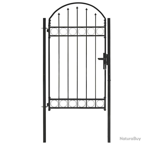 Portail de cl�ture Assen avec partie sup�rieure cintr�e en acier noir 102 x 175 cm