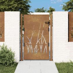Portail de jardin 100x150 cm en acier Corten avec motif gazon